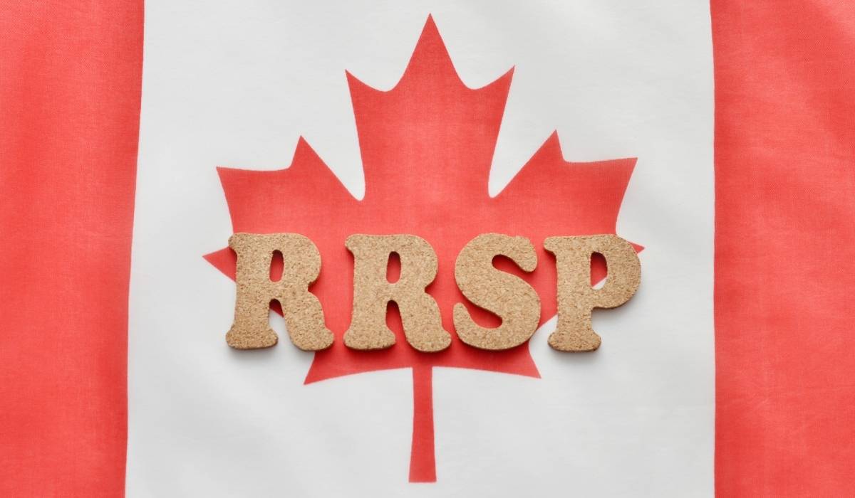 Canadian flag with the word RRSP on it